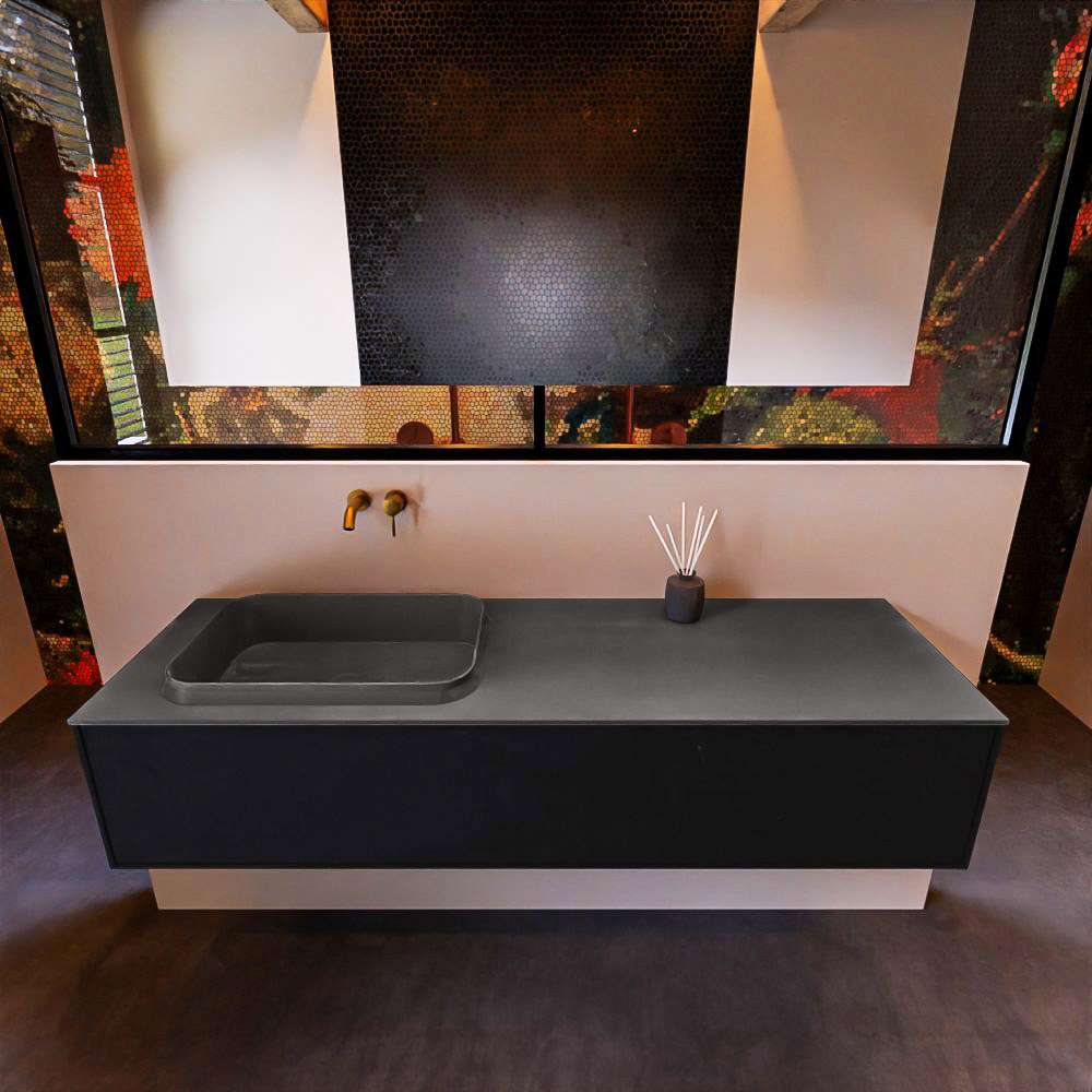 MONDIAZ ERIN 150cm mueble de baño color Urban 1 cajón. Lavabo RIDGE Izquierda sin orificio color Dark Grey. 3 MONDIAZ ERIN 150cm mueble de baño color Urban 1 cajón. Lavabo RIDGE Izquierda sin orificio color Dark Grey. - Imagen 3