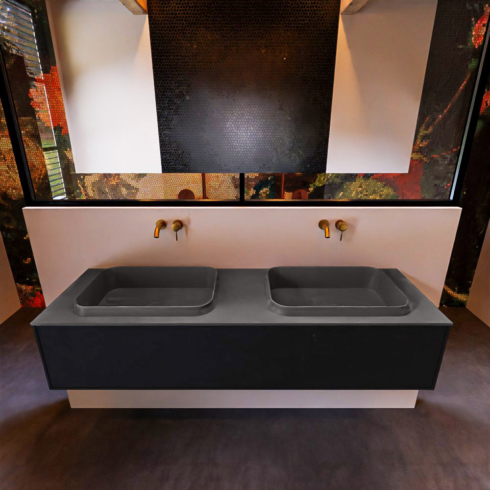 MONDIAZ ERIN 150cm mueble de baño color Urban 1 cajón. Lavabo RIDGE Doble sin orificio color Dark Grey. 3 MONDIAZ ERIN 150cm mueble de baño color Urban 1 cajón. Lavabo RIDGE Doble sin orificio color Dark Grey. - Imagen 3