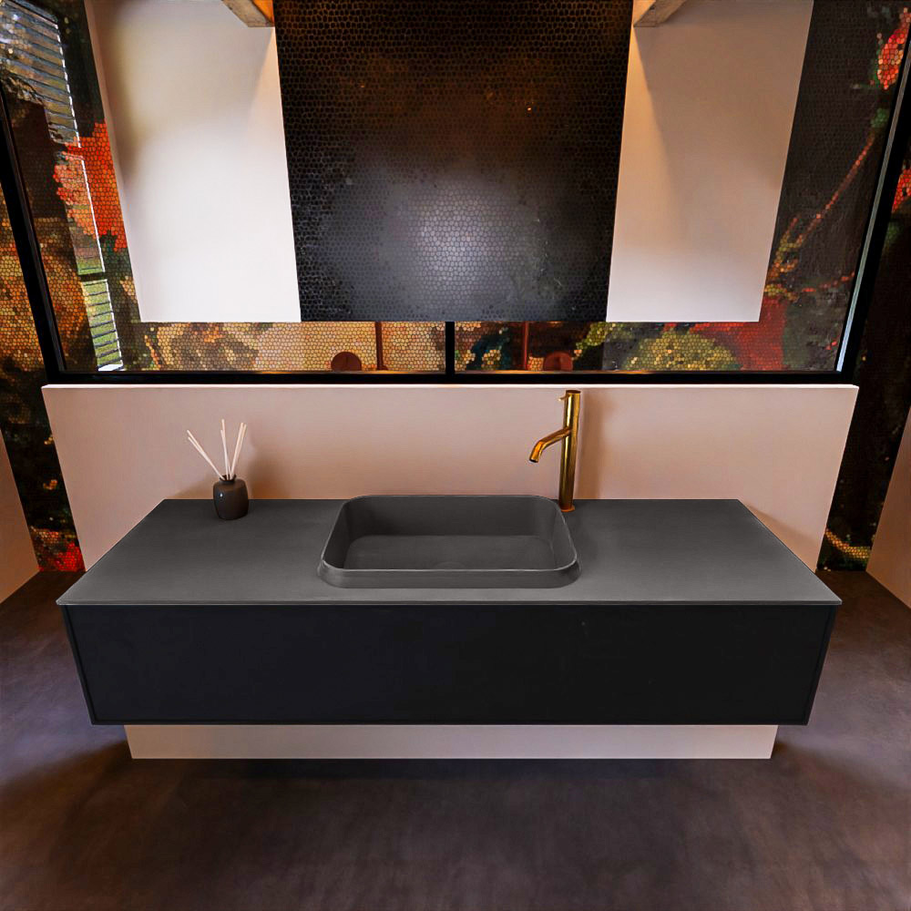 MONDIAZ ERIN 150cm mueble de baño color Urban 1 cajón. Lavabo RIDGE Centro 1 orificio color Dark Grey. 3 MONDIAZ ERIN 150cm mueble de baño color Urban 1 cajón. Lavabo RIDGE Centro 1 orificio color Dark Grey. - Imagen 3