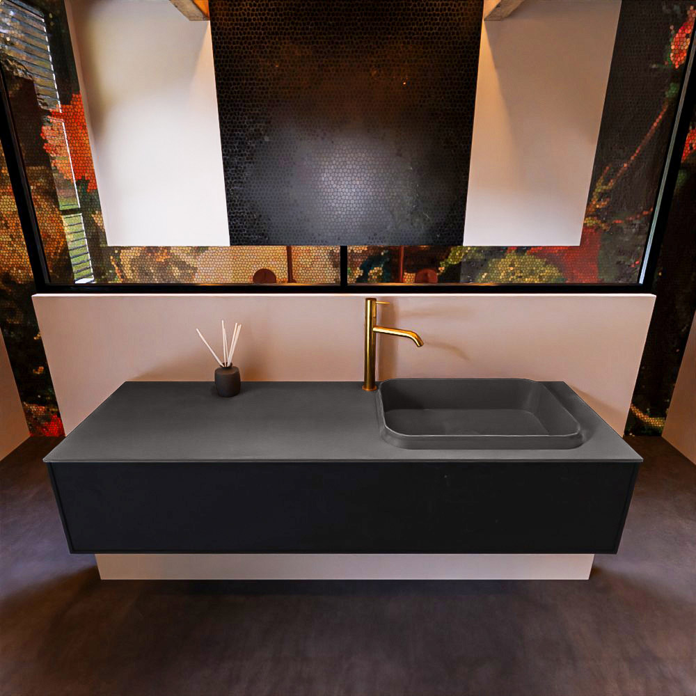 MONDIAZ ERIN 150cm mueble de baño color Urban 1 cajón. Lavabo RIDGE Derecho 1 orificio color Dark Grey. 3 MONDIAZ ERIN 150cm mueble de baño color Urban 1 cajón. Lavabo RIDGE Derecho 1 orificio color Dark Grey. - Imagen 3