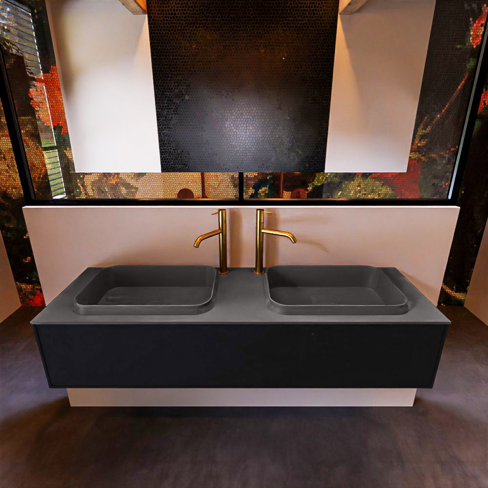 MONDIAZ ERIN 150cm mueble de baño color Urban 1 cajón. Lavabo RIDGE Doble 2 orificios color Dark Grey. 3 MONDIAZ ERIN 150cm mueble de baño color Urban 1 cajón. Lavabo RIDGE Doble 2 orificios color Dark Grey. - Imagen 3
