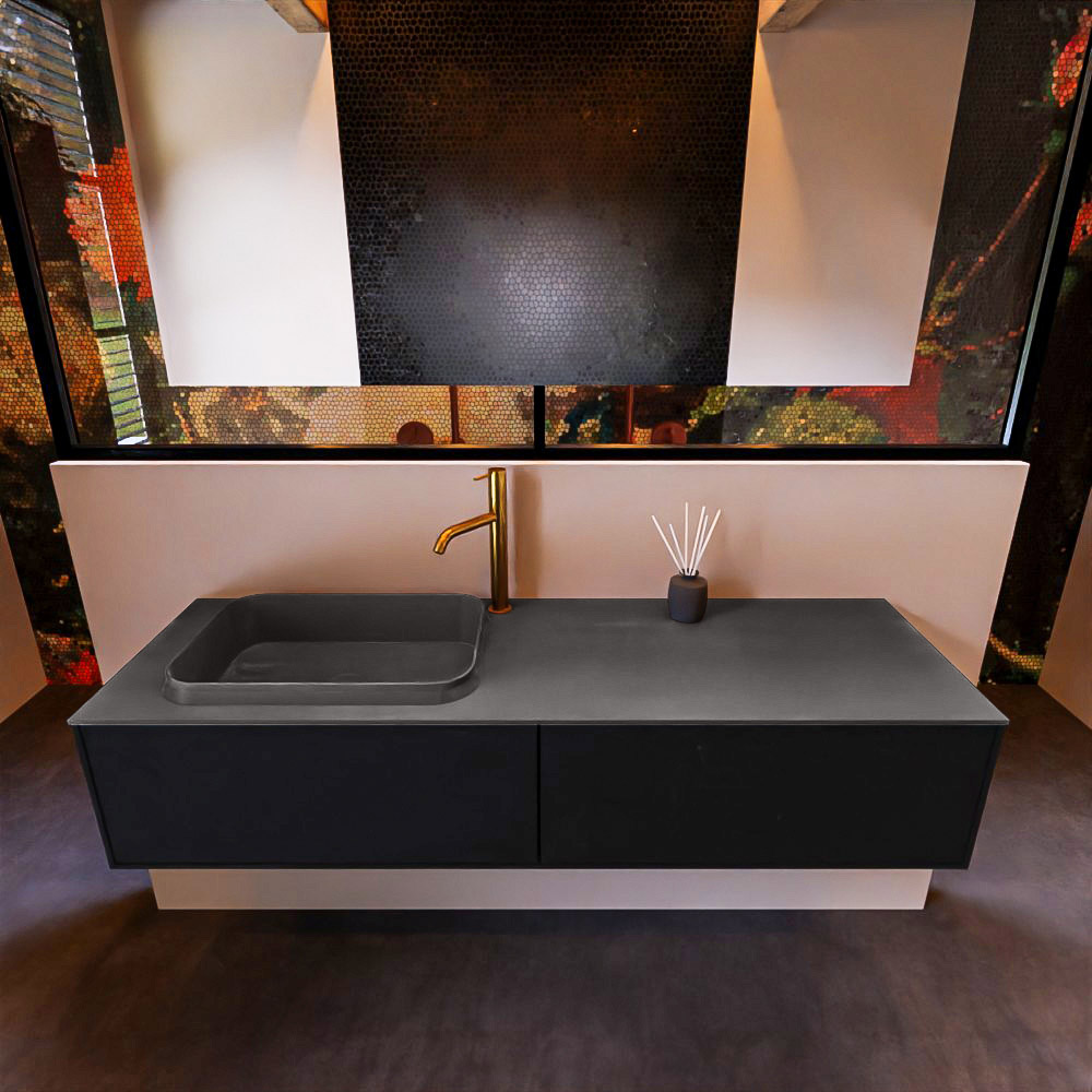 MONDIAZ ERIN 150cm mueble de baño color Urban 2 cajones. Lavabo RIDGE Izquierda 1 orificio color Dark Grey. 3 MONDIAZ ERIN 150cm mueble de baño color Urban 2 cajones. Lavabo RIDGE Izquierda 1 orificio color Dark Grey. - Imagen 3