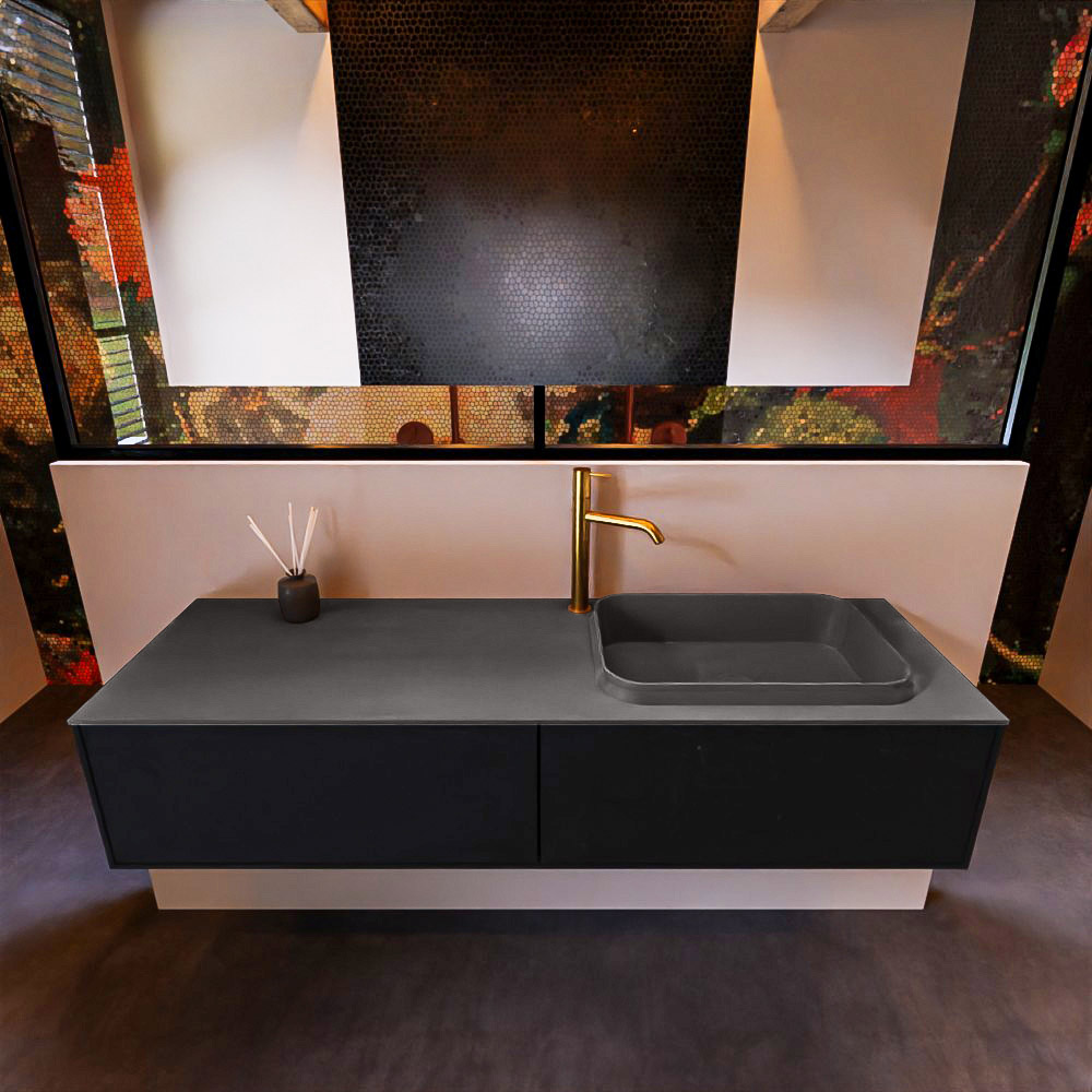 MONDIAZ ERIN 150cm mueble de baño color Urban 2 cajones. Lavabo RIDGE Derecho 1 orificio color Dark Grey. 3 MONDIAZ ERIN 150cm mueble de baño color Urban 2 cajones. Lavabo RIDGE Derecho 1 orificio color Dark Grey. - Imagen 3