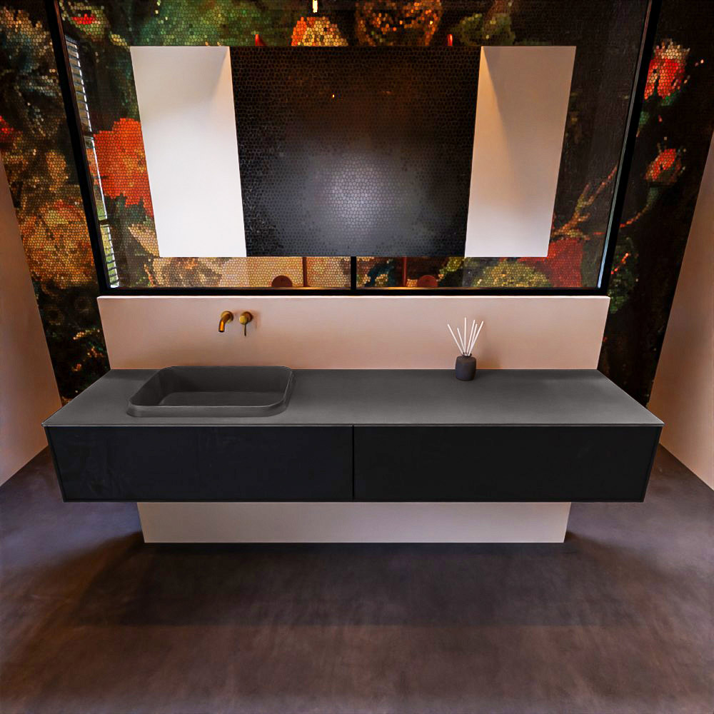 MONDIAZ ERIN 200cm mueble de baño color Urban 2 cajones. Lavabo RIDGE Izquierda sin orificio color Dark Grey. 3 MONDIAZ ERIN 200cm mueble de baño color Urban 2 cajones. Lavabo RIDGE Izquierda sin orificio color Dark Grey. - Imagen 3