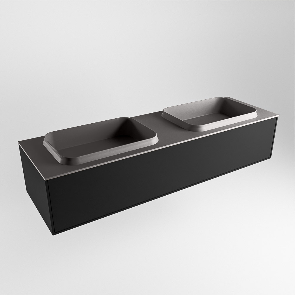 MONDIAZ ERIN 150cm mueble de baño color Urban 1 cajón. Lavabo RIDGE Doble 2 orificios color Dark Grey. 4 MONDIAZ ERIN 150cm mueble de baño color Urban 1 cajón. Lavabo RIDGE Doble 2 orificios color Dark Grey. - Imagen 4