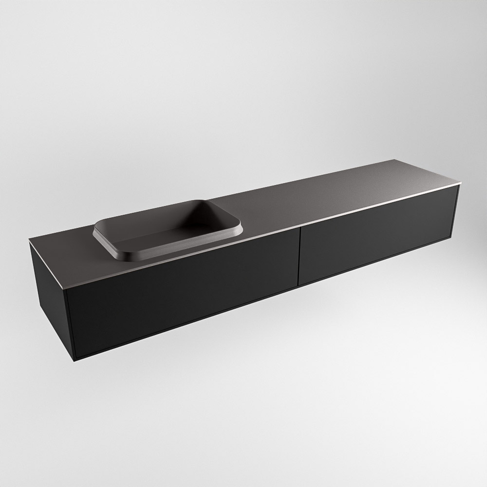 MONDIAZ ERIN 200cm mueble de baño color Urban 2 cajones. Lavabo RIDGE Izquierda sin orificio color Dark Grey. 4 MONDIAZ ERIN 200cm mueble de baño color Urban 2 cajones. Lavabo RIDGE Izquierda sin orificio color Dark Grey. - Imagen 4