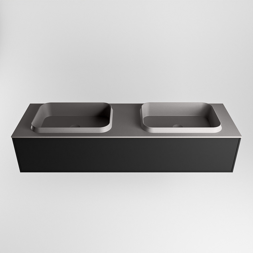 MONDIAZ ERIN 150cm mueble de baño color Urban 1 cajón. Lavabo RIDGE Doble sin orificio color Dark Grey. 5 MONDIAZ ERIN 150cm mueble de baño color Urban 1 cajón. Lavabo RIDGE Doble sin orificio color Dark Grey. - Imagen 5