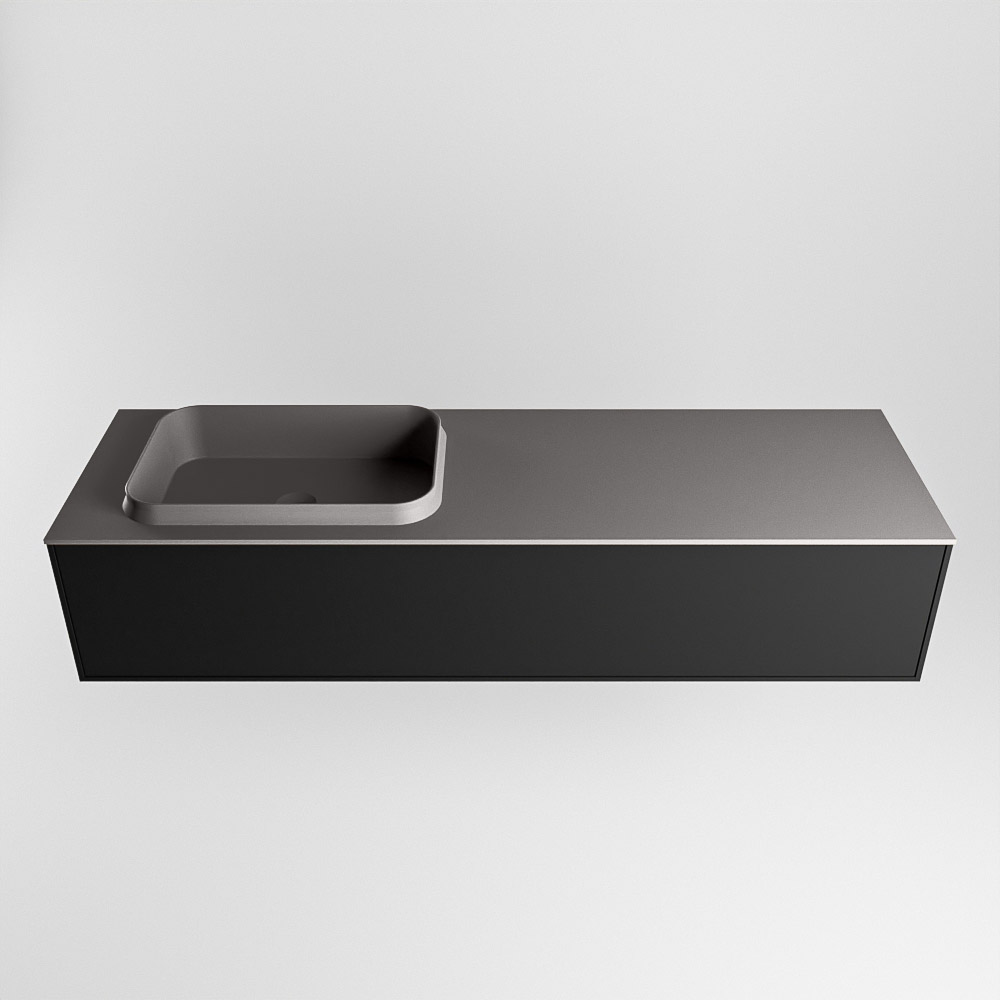 MONDIAZ ERIN 150cm mueble de baño color Urban 1 cajón. Lavabo RIDGE Izquierda 1 orificio color Dark Grey. 5 MONDIAZ ERIN 150cm mueble de baño color Urban 1 cajón. Lavabo RIDGE Izquierda 1 orificio color Dark Grey. - Imagen 5