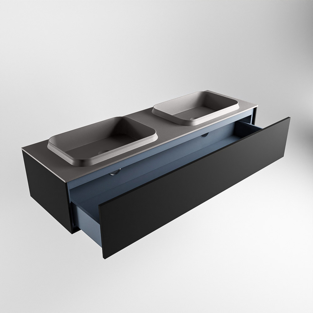 MONDIAZ ERIN 150cm mueble de baño color Urban 1 cajón. Lavabo RIDGE Doble sin orificio color Dark Grey. 6 MONDIAZ ERIN 150cm mueble de baño color Urban 1 cajón. Lavabo RIDGE Doble sin orificio color Dark Grey. - Imagen 6
