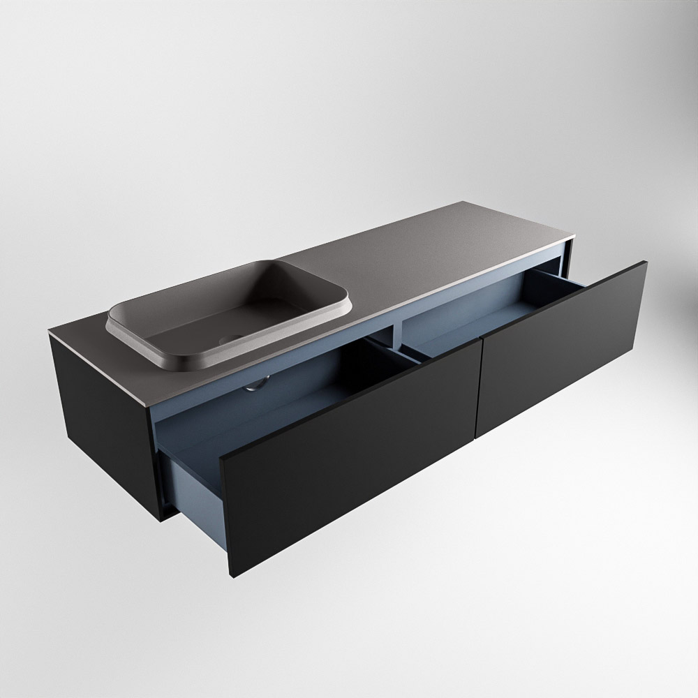 MONDIAZ ERIN 150cm mueble de baño color Urban 2 cajones. Lavabo RIDGE Izquierda 1 orificio color Dark Grey. 6 MONDIAZ ERIN 150cm mueble de baño color Urban 2 cajones. Lavabo RIDGE Izquierda 1 orificio color Dark Grey. - Imagen 6