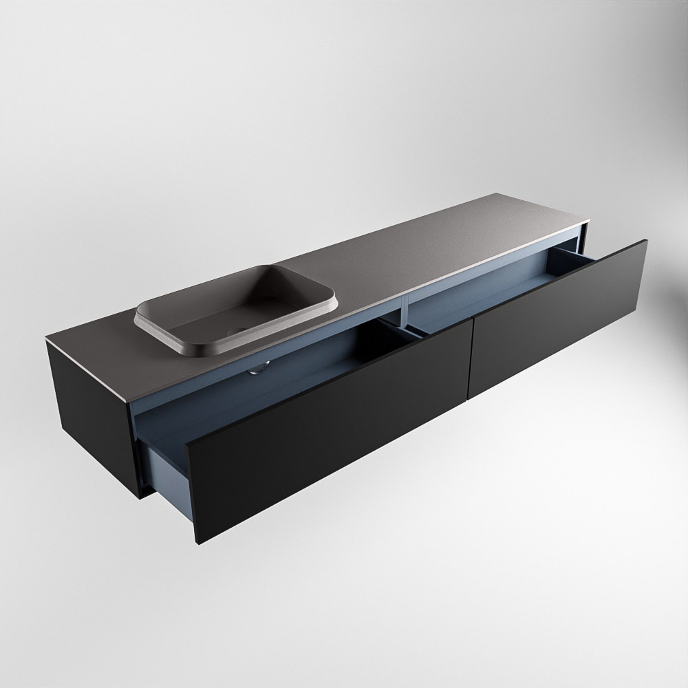 MONDIAZ ERIN 200cm mueble de baño color Urban 2 cajones. Lavabo RIDGE Izquierda sin orificio color Dark Grey. 6 MONDIAZ ERIN 200cm mueble de baño color Urban 2 cajones. Lavabo RIDGE Izquierda sin orificio color Dark Grey. - Imagen 6
