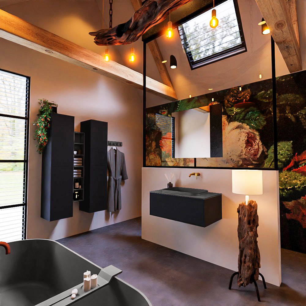 MONDIAZ ERIN 80cm mueble de baño color Urban 1 cajón. Lavabo RIDGE Centro sin orificio color Dark Grey. 2 MONDIAZ ERIN 80cm mueble de baño color Urban 1 cajón. Lavabo RIDGE Centro sin orificio color Dark Grey. - Imagen 2