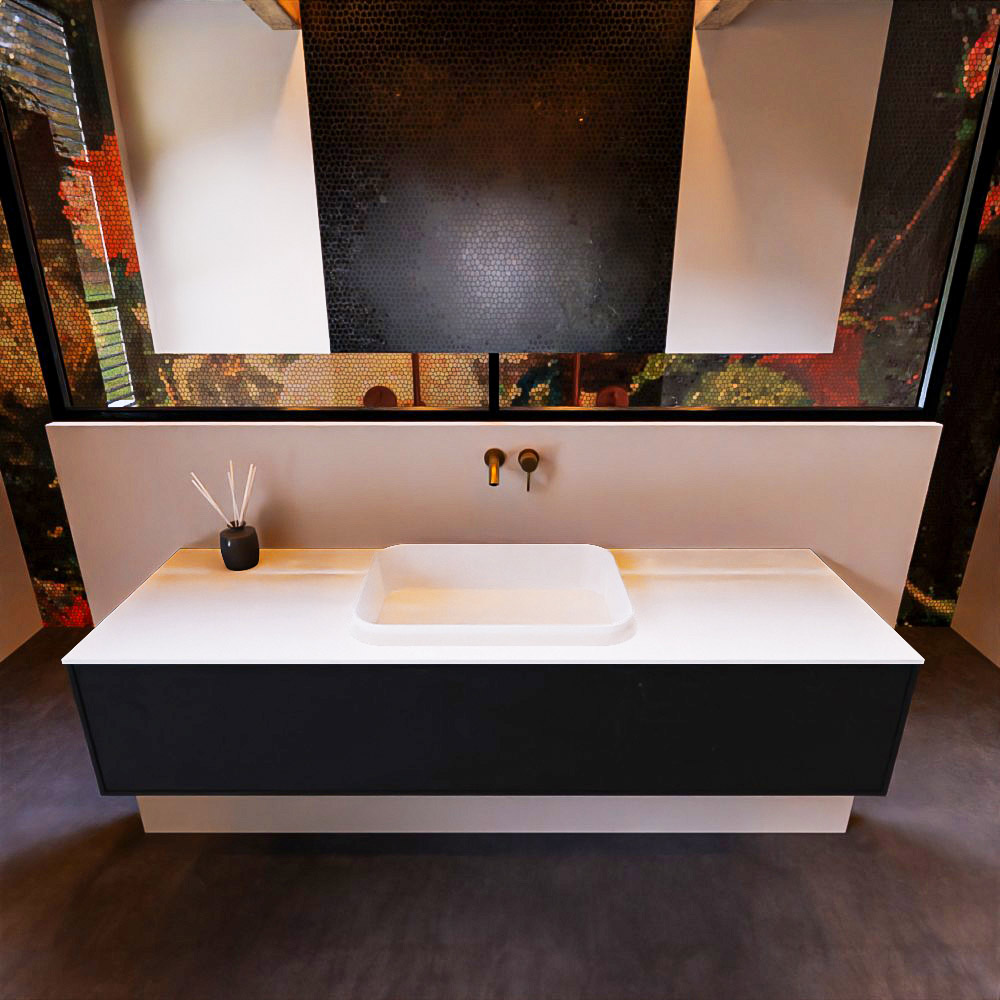 MONDIAZ ERIN 150cm mueble de baño color Urban 1 cajón. Lavabo RIDGE Centro sin orificio color Talc. 3 MONDIAZ ERIN 150cm mueble de baño color Urban 1 cajón. Lavabo RIDGE Centro sin orificio color Talc. - Imagen 3
