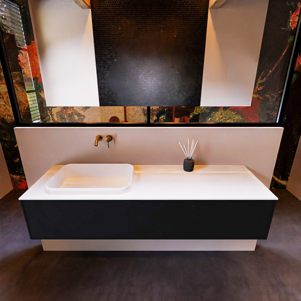 MONDIAZ ERIN 150cm mueble de baño color Urban 1 cajón. Lavabo RIDGE Izquierda sin orificio color Talc. 3 MONDIAZ ERIN 150cm mueble de baño color Urban 1 cajón. Lavabo RIDGE Izquierda sin orificio color Talc. - Imagen 3
