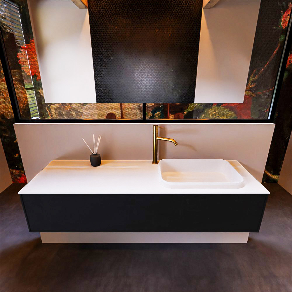 MONDIAZ ERIN 150cm mueble de baño color Urban 1 cajón. Lavabo RIDGE Derecho 1 orificio color Talc. 3 MONDIAZ ERIN 150cm mueble de baño color Urban 1 cajón. Lavabo RIDGE Derecho 1 orificio color Talc. - Imagen 3