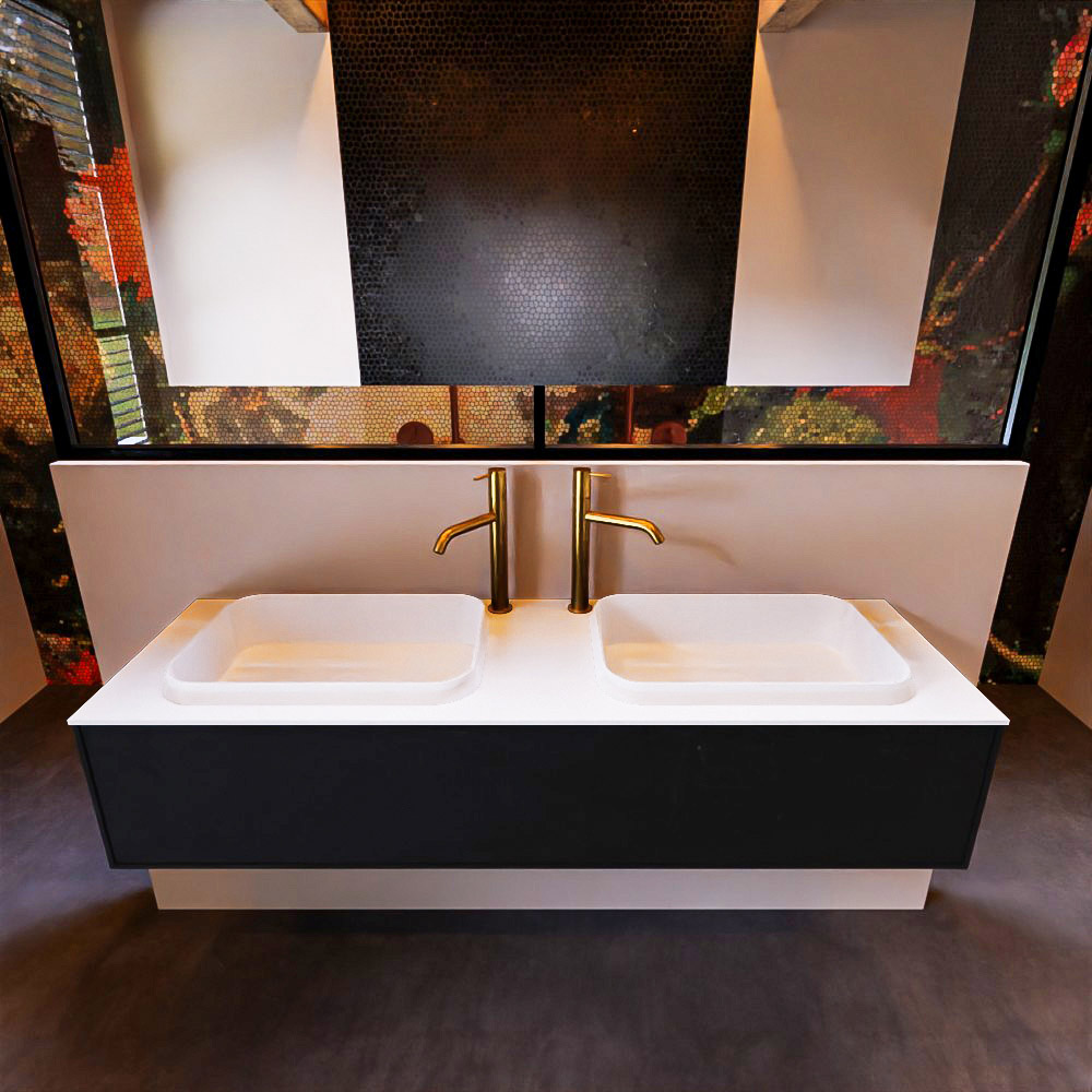 MONDIAZ ERIN 150cm mueble de baño color Urban 1 cajón. Lavabo RIDGE Doble 2 orificios color Talc. 3 MONDIAZ ERIN 150cm mueble de baño color Urban 1 cajón. Lavabo RIDGE Doble 2 orificios color Talc. - Imagen 3