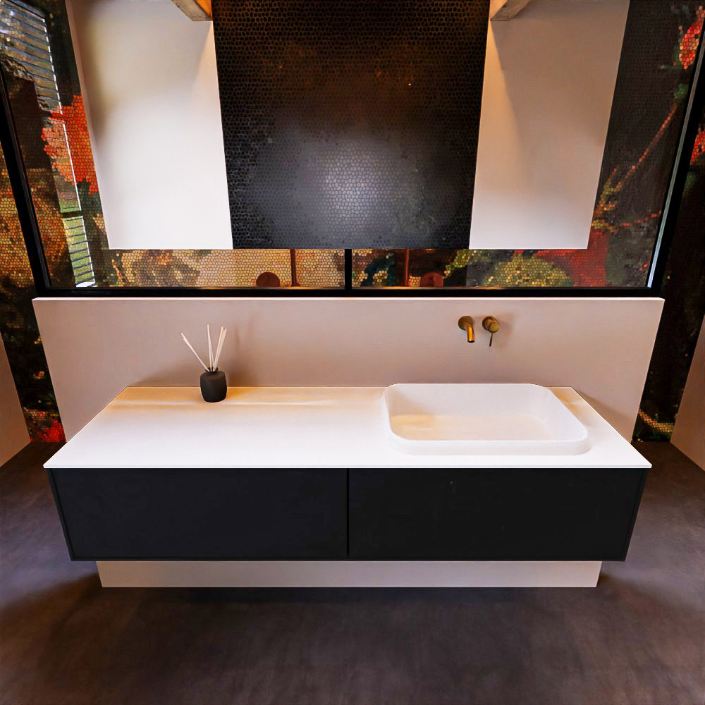 MONDIAZ ERIN 150cm mueble de baño color Urban 2 cajones. Lavabo RIDGE Derecho sin orificio color Talc. 3 MONDIAZ ERIN 150cm mueble de baño color Urban 2 cajones. Lavabo RIDGE Derecho sin orificio color Talc. - Imagen 3