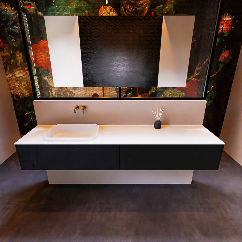 MONDIAZ ERIN 200cm mueble de baño color Urban 2 cajones. Lavabo RIDGE Izquierda sin orificio color Talc. 3 MONDIAZ ERIN 200cm mueble de baño color Urban 2 cajones. Lavabo RIDGE Izquierda sin orificio color Talc. - Imagen 3