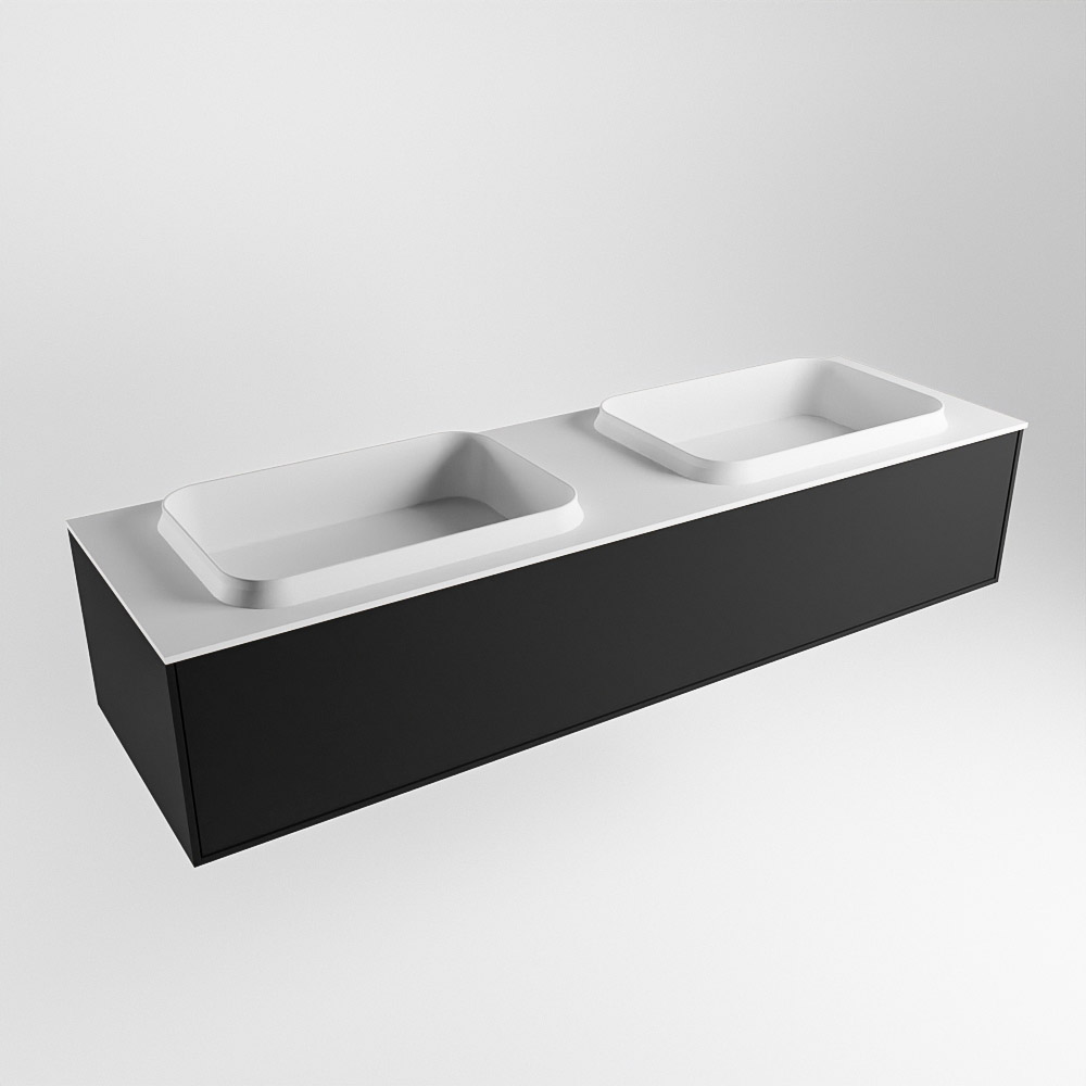 MONDIAZ ERIN 150cm mueble de baño color Urban 1 cajón. Lavabo RIDGE Doble 2 orificios color Talc. 4 MONDIAZ ERIN 150cm mueble de baño color Urban 1 cajón. Lavabo RIDGE Doble 2 orificios color Talc. - Imagen 4