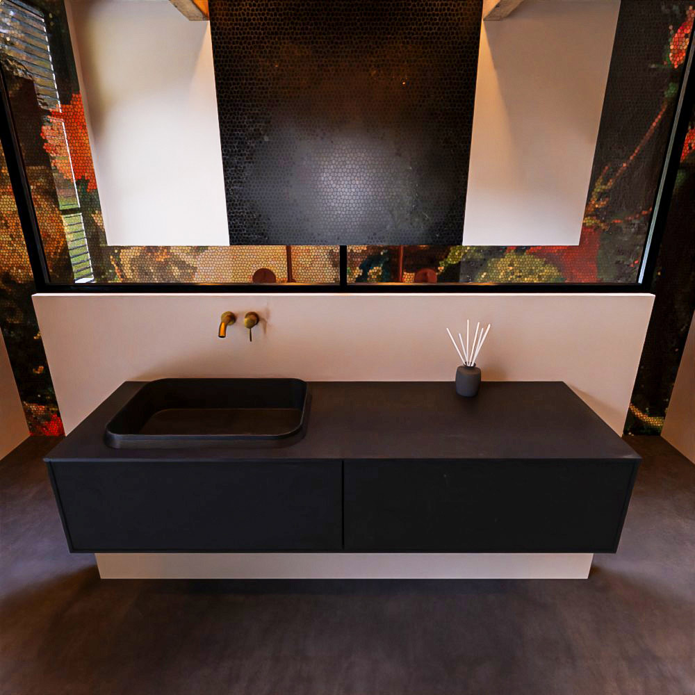 MONDIAZ ERIN 150cm mueble de baño color Urban 2 cajones. Lavabo RIDGE Izquierda sin orificio color Urban. 3 MONDIAZ ERIN 150cm mueble de baño color Urban 2 cajones. Lavabo RIDGE Izquierda sin orificio color Urban. - Imagen 3