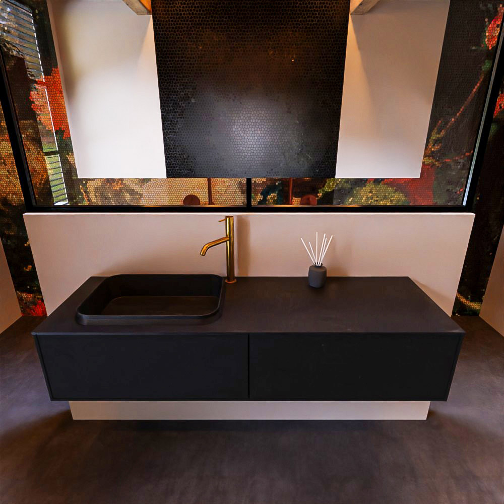 MONDIAZ ERIN 150cm mueble de baño color Urban 2 cajones. Lavabo RIDGE Izquierda 1 orificio color Urban. 3 MONDIAZ ERIN 150cm mueble de baño color Urban 2 cajones. Lavabo RIDGE Izquierda 1 orificio color Urban. - Imagen 3