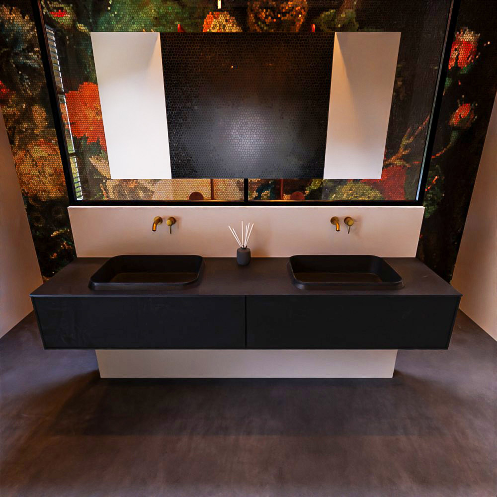 MONDIAZ ERIN 200cm mueble de baño color Urban 2 cajones. Lavabo RIDGE Doble sin orificio color Urban. 3 MONDIAZ ERIN 200cm mueble de baño color Urban 2 cajones. Lavabo RIDGE Doble sin orificio color Urban. - Imagen 3