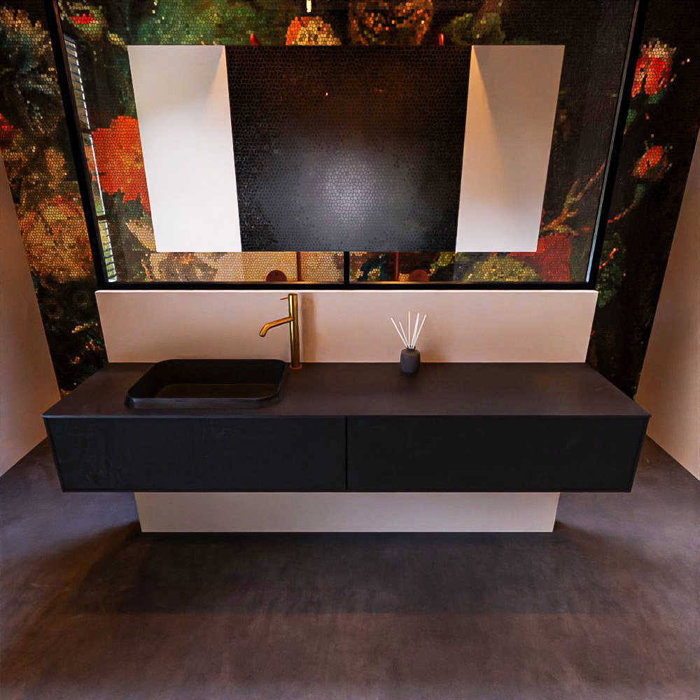 MONDIAZ ERIN 200cm mueble de baño color Urban 2 cajones. Lavabo RIDGE Izquierda 1 orificio color Urban. 3 MONDIAZ ERIN 200cm mueble de baño color Urban 2 cajones. Lavabo RIDGE Izquierda 1 orificio color Urban. - Imagen 3
