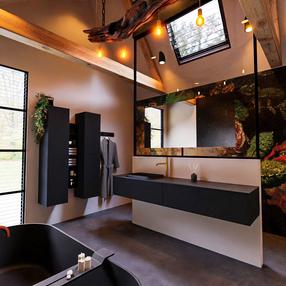 MONDIAZ ERIN 200cm mueble de baño color Urban 2 cajones. Lavabo RIDGE Izquierda 1 orificio color Urban. 2 MONDIAZ ERIN 200cm mueble de baño color Urban 2 cajones. Lavabo RIDGE Izquierda 1 orificio color Urban. - Imagen 2