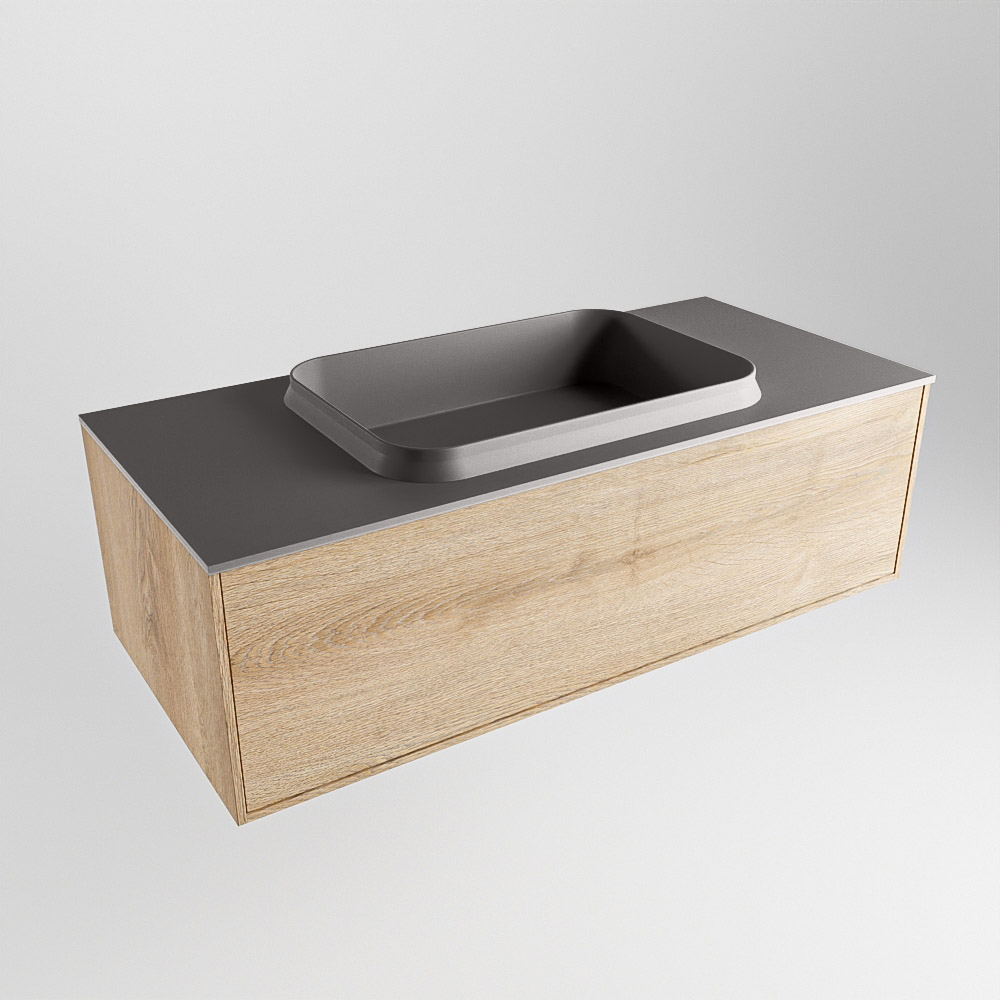 MONDIAZ ERIN 100cm mueble de baño color Washed Oak 1 cajón. Lavabo RIDGE Centro 1 orificio color Dark Grey. 4 MONDIAZ ERIN 100cm mueble de baño color Washed Oak 1 cajón. Lavabo RIDGE Centro 1 orificio color Dark Grey. - Imagen 4