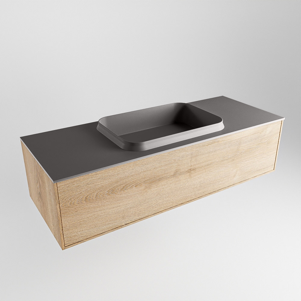 MONDIAZ ERIN 120cm mueble de baño color Washed Oak 1 cajón. Lavabo RIDGE Centro 1 orificio color Dark Grey. 4 MONDIAZ ERIN 120cm mueble de baño color Washed Oak 1 cajón. Lavabo RIDGE Centro 1 orificio color Dark Grey. - Imagen 4