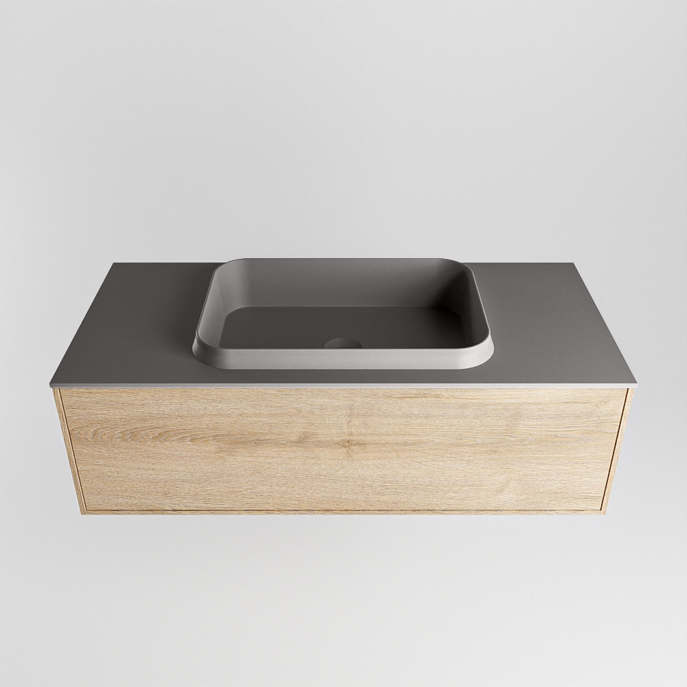 MONDIAZ ERIN 100cm mueble de baño color Washed Oak 1 cajón. Lavabo RIDGE Centro 1 orificio color Dark Grey. 5 MONDIAZ ERIN 100cm mueble de baño color Washed Oak 1 cajón. Lavabo RIDGE Centro 1 orificio color Dark Grey. - Imagen 5