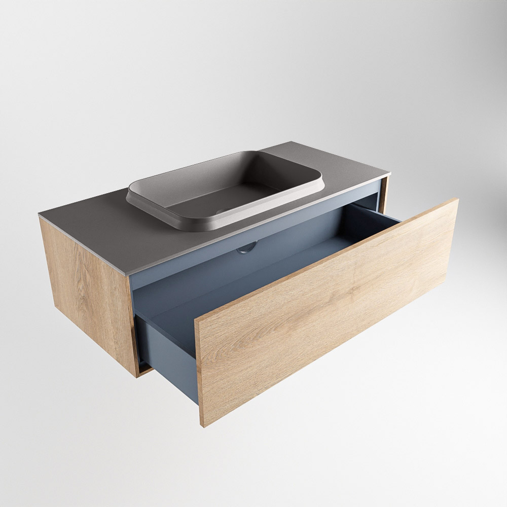 MONDIAZ ERIN 100cm mueble de baño color Washed Oak 1 cajón. Lavabo RIDGE Centro 1 orificio color Dark Grey. 6 MONDIAZ ERIN 100cm mueble de baño color Washed Oak 1 cajón. Lavabo RIDGE Centro 1 orificio color Dark Grey. - Imagen 6
