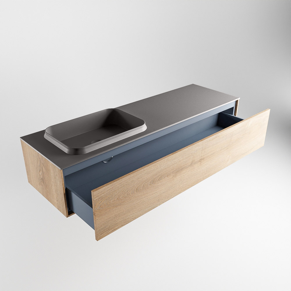 MONDIAZ ERIN 150cm mueble de baño color Washed Oak 1 cajón. Lavabo RIDGE Izquierda sin orificio color Dark Grey. 6 MONDIAZ ERIN 150cm mueble de baño color Washed Oak 1 cajón. Lavabo RIDGE Izquierda sin orificio color Dark Grey. - Imagen 6