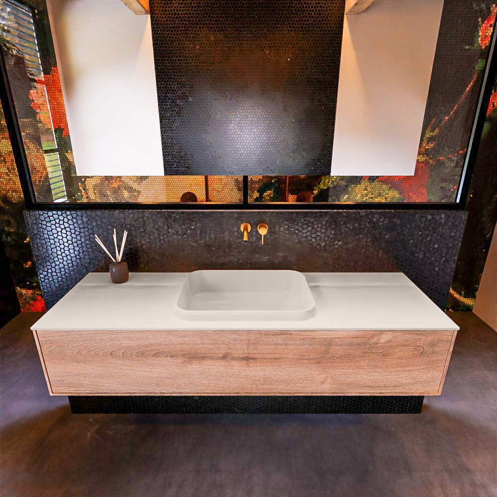 MONDIAZ ERIN 150cm mueble de baño color Washed Oak 1 cajón. Lavabo RIDGE Centro sin orificio color Linen. 3 MONDIAZ ERIN 150cm mueble de baño color Washed Oak 1 cajón. Lavabo RIDGE Centro sin orificio color Linen. - Imagen 3