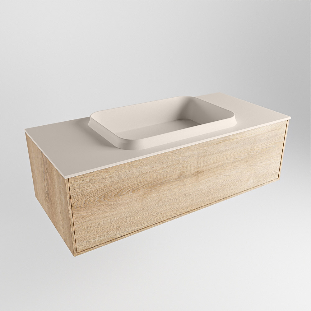 MONDIAZ ERIN 100cm mueble de baño color Washed Oak 1 cajón. Lavabo RIDGE Centro 1 orificio color Linen. 4 MONDIAZ ERIN 100cm mueble de baño color Washed Oak 1 cajón. Lavabo RIDGE Centro 1 orificio color Linen. - Imagen 4