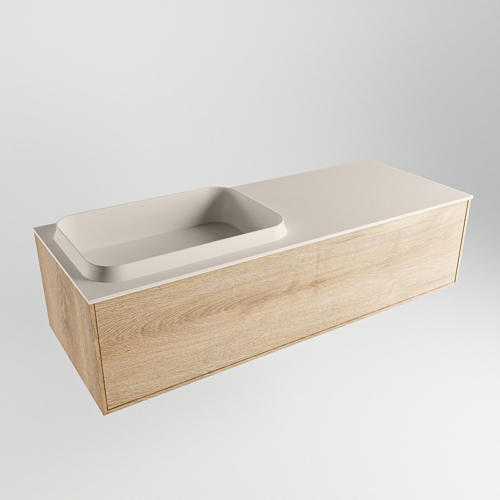 MONDIAZ ERIN 120cm mueble de baño color Washed Oak 1 cajón. Lavabo RIDGE Izquierda 1 orificio color Linen. 4 MONDIAZ ERIN 120cm mueble de baño color Washed Oak 1 cajón. Lavabo RIDGE Izquierda 1 orificio color Linen. - Imagen 4