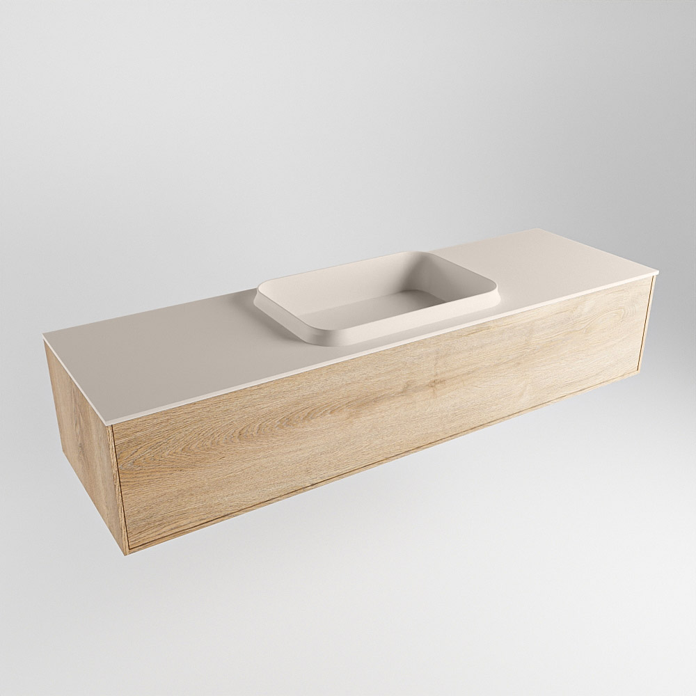MONDIAZ ERIN 150cm mueble de baño color Washed Oak 1 cajón. Lavabo RIDGE Centro sin orificio color Linen. 4 MONDIAZ ERIN 150cm mueble de baño color Washed Oak 1 cajón. Lavabo RIDGE Centro sin orificio color Linen. - Imagen 4
