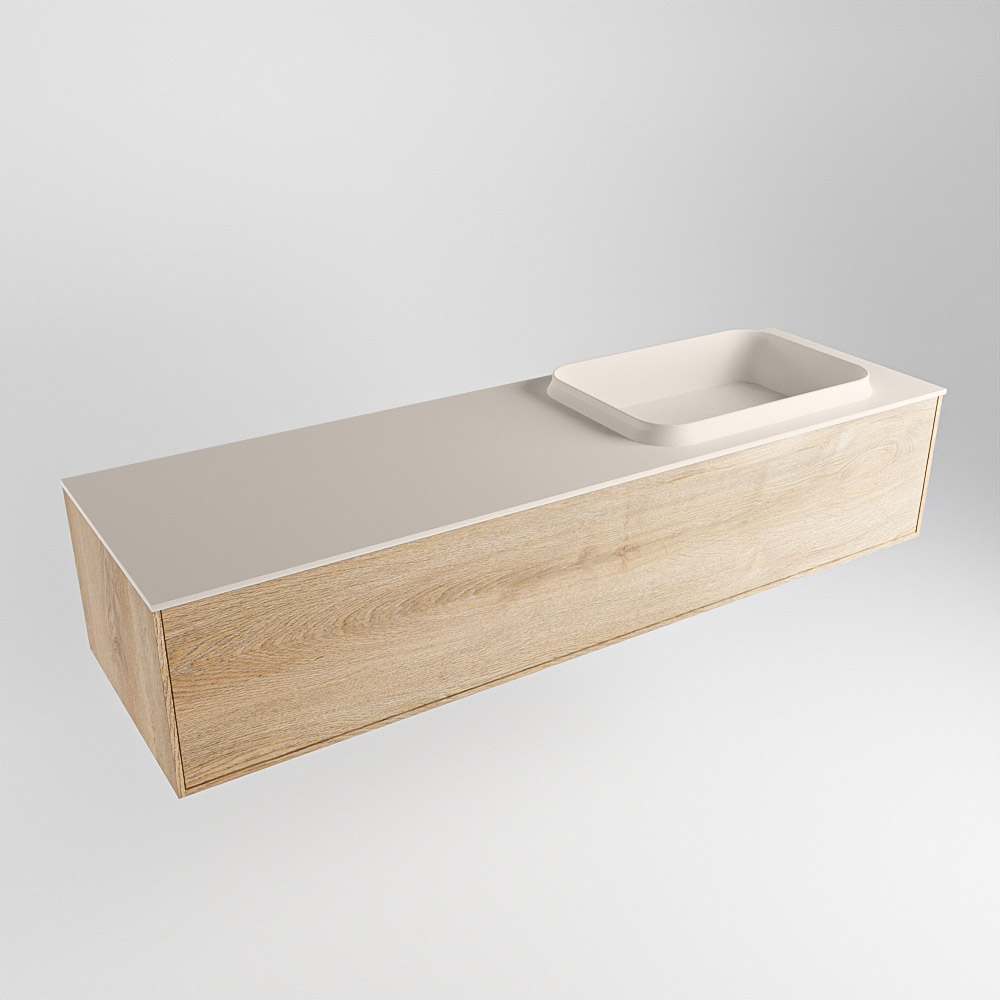 MONDIAZ ERIN 150cm mueble de baño color Washed Oak 1 cajón. Lavabo RIDGE Derecho sin orificio color Linen. 4 MONDIAZ ERIN 150cm mueble de baño color Washed Oak 1 cajón. Lavabo RIDGE Derecho sin orificio color Linen. - Imagen 4