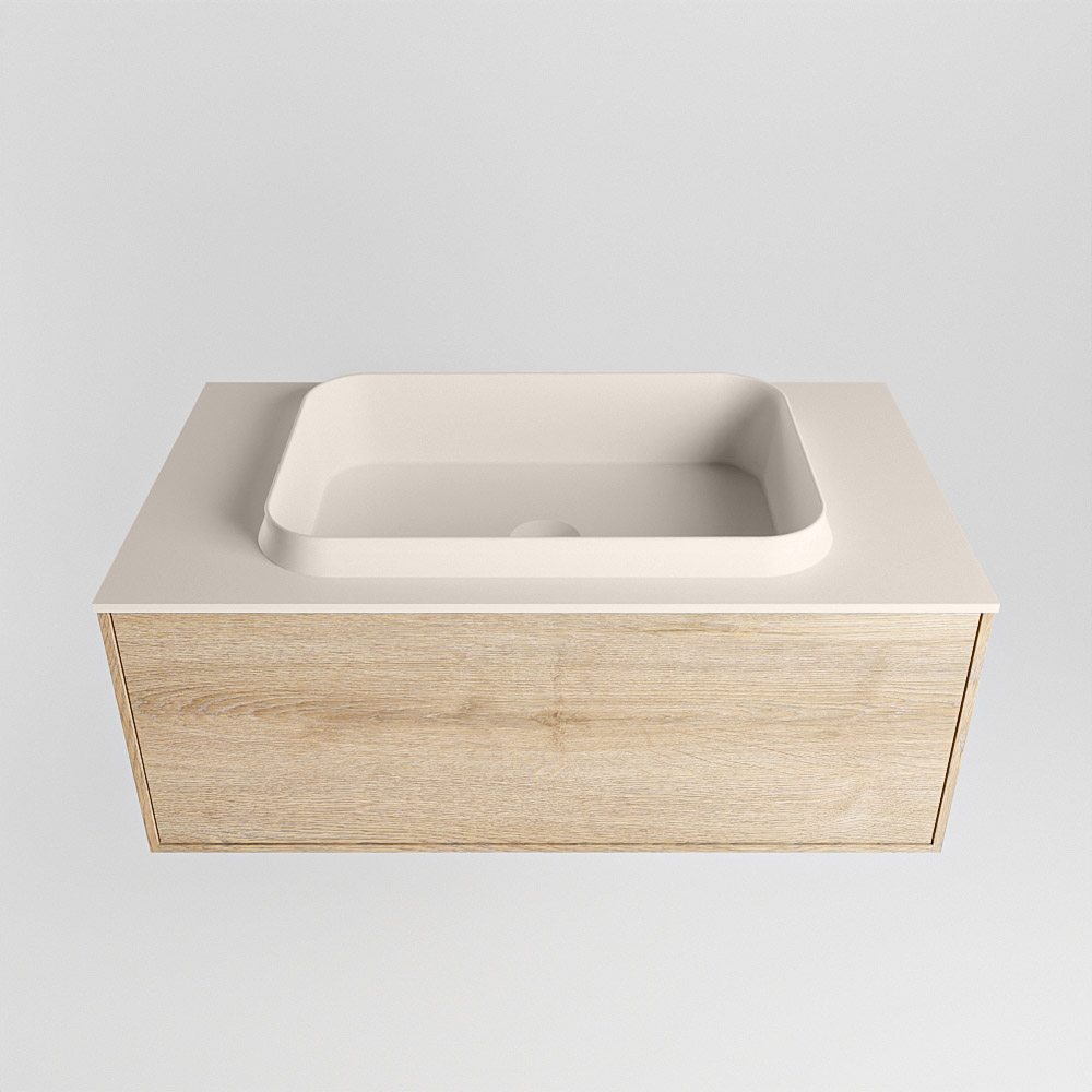 MONDIAZ ERIN 80cm mueble de baño color Washed Oak 1 cajón. Lavabo RIDGE Centro 1 orificio color Linen. 5 MONDIAZ ERIN 80cm mueble de baño color Washed Oak 1 cajón. Lavabo RIDGE Centro 1 orificio color Linen. - Imagen 5