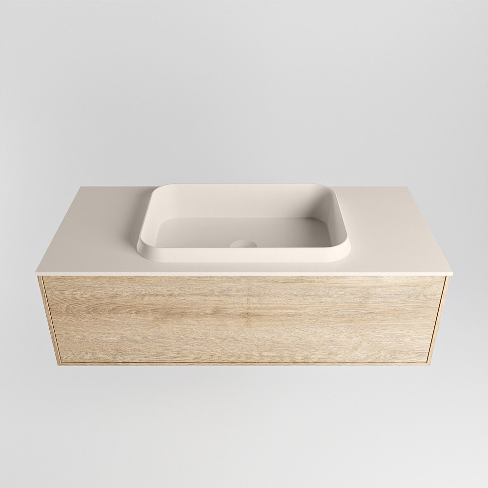 MONDIAZ ERIN 100cm mueble de baño color Washed Oak 1 cajón. Lavabo RIDGE Centro 1 orificio color Linen. 5 MONDIAZ ERIN 100cm mueble de baño color Washed Oak 1 cajón. Lavabo RIDGE Centro 1 orificio color Linen. - Imagen 5