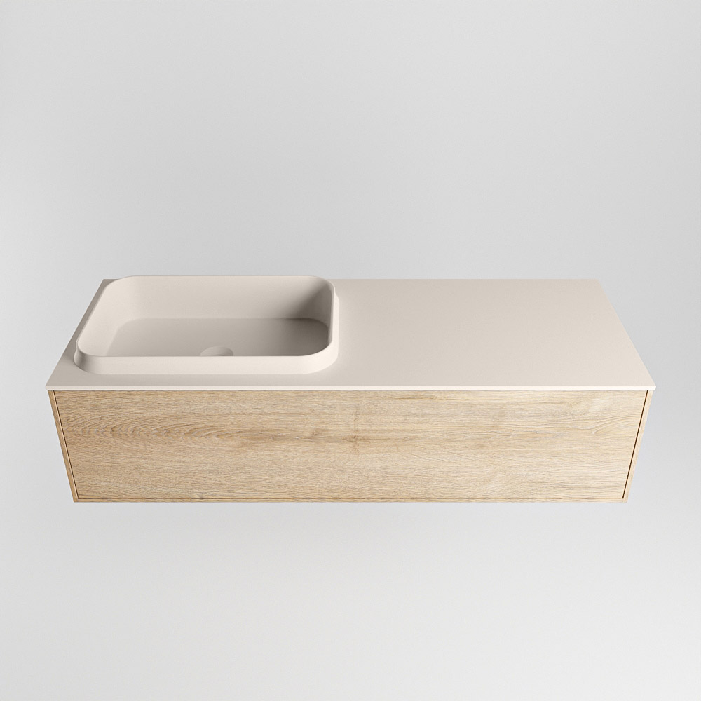 MONDIAZ ERIN 120cm mueble de baño color Washed Oak 1 cajón. Lavabo RIDGE Izquierda 1 orificio color Linen. 5 MONDIAZ ERIN 120cm mueble de baño color Washed Oak 1 cajón. Lavabo RIDGE Izquierda 1 orificio color Linen. - Imagen 5