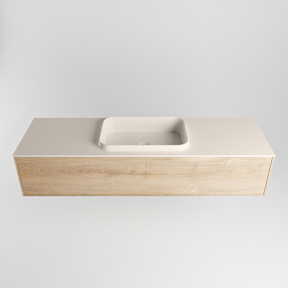 MONDIAZ ERIN 150cm mueble de baño color Washed Oak 1 cajón. Lavabo RIDGE Centro sin orificio color Linen. 5 MONDIAZ ERIN 150cm mueble de baño color Washed Oak 1 cajón. Lavabo RIDGE Centro sin orificio color Linen. - Imagen 5