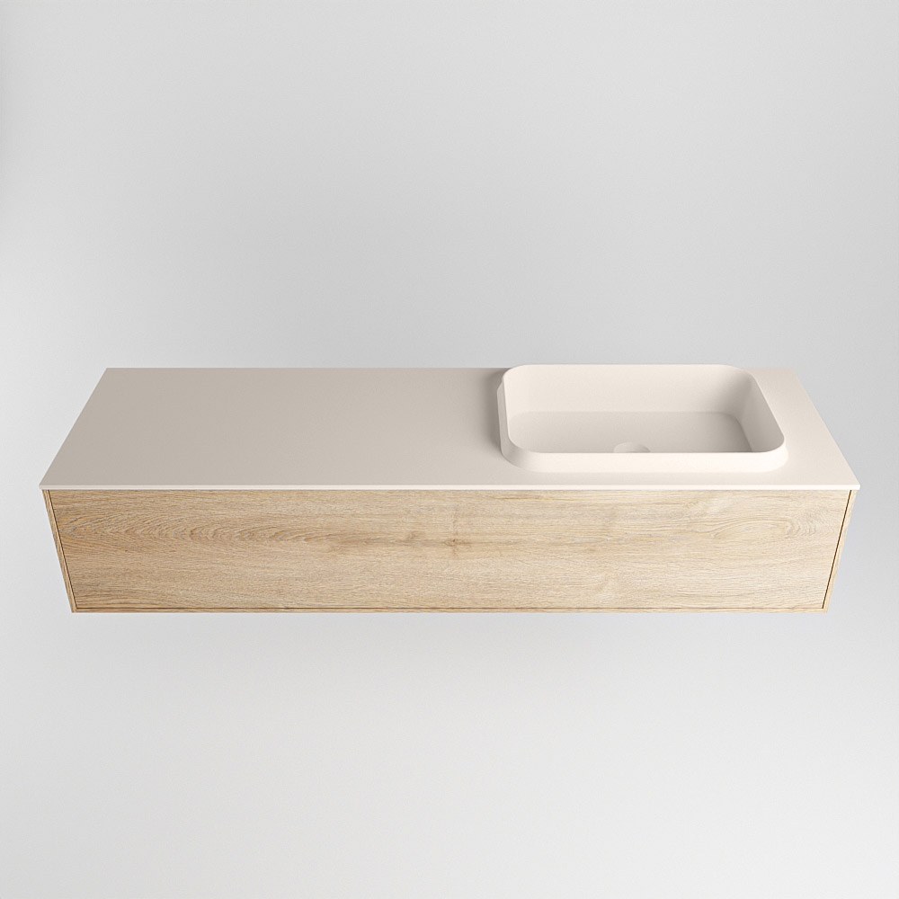 MONDIAZ ERIN 150cm mueble de baño color Washed Oak 1 cajón. Lavabo RIDGE Derecho sin orificio color Linen. 5 MONDIAZ ERIN 150cm mueble de baño color Washed Oak 1 cajón. Lavabo RIDGE Derecho sin orificio color Linen. - Imagen 5
