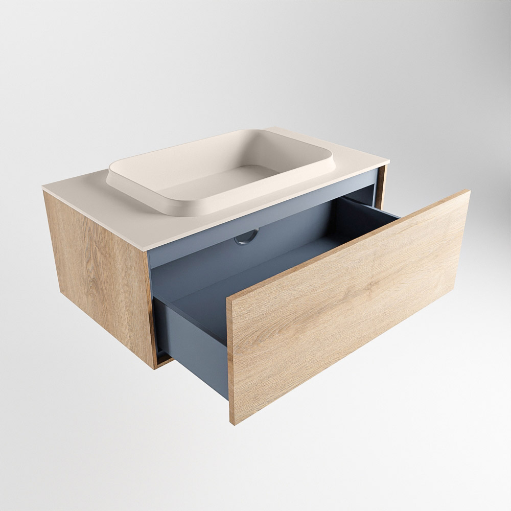 MONDIAZ ERIN 80cm mueble de baño color Washed Oak 1 cajón. Lavabo RIDGE Centro sin orificio color Linen. 6 MONDIAZ ERIN 80cm mueble de baño color Washed Oak 1 cajón. Lavabo RIDGE Centro sin orificio color Linen. - Imagen 6