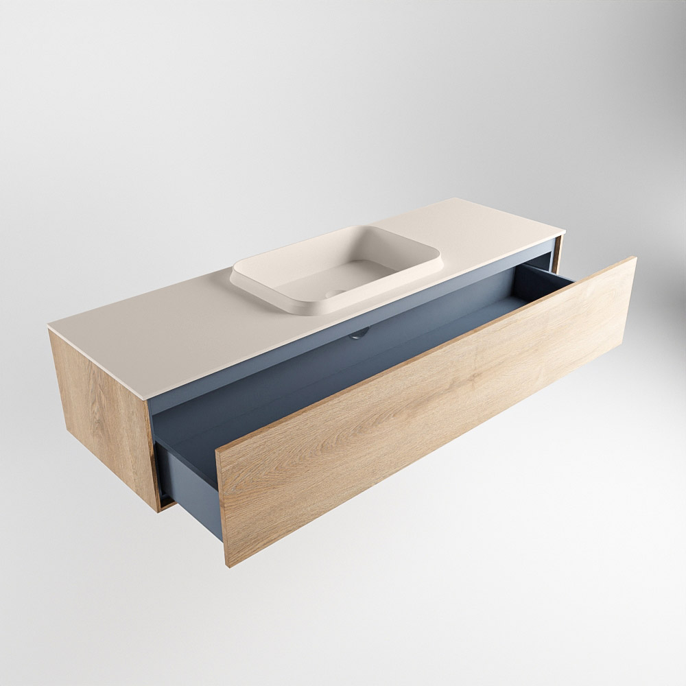 MONDIAZ ERIN 150cm mueble de baño color Washed Oak 1 cajón. Lavabo RIDGE Centro sin orificio color Linen. 6 MONDIAZ ERIN 150cm mueble de baño color Washed Oak 1 cajón. Lavabo RIDGE Centro sin orificio color Linen. - Imagen 6