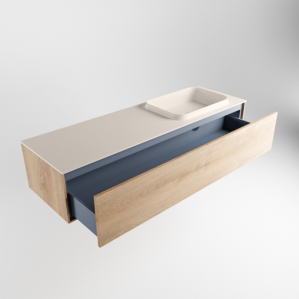 MONDIAZ ERIN 150cm mueble de baño color Washed Oak 1 cajón. Lavabo RIDGE Derecho sin orificio color Linen. 6 MONDIAZ ERIN 150cm mueble de baño color Washed Oak 1 cajón. Lavabo RIDGE Derecho sin orificio color Linen. - Imagen 6