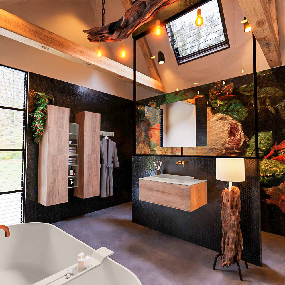 MONDIAZ ERIN 80cm mueble de baño color Washed Oak 1 cajón. Lavabo RIDGE Centro sin orificio color Linen. 2 MONDIAZ ERIN 80cm mueble de baño color Washed Oak 1 cajón. Lavabo RIDGE Centro sin orificio color Linen. - Imagen 2