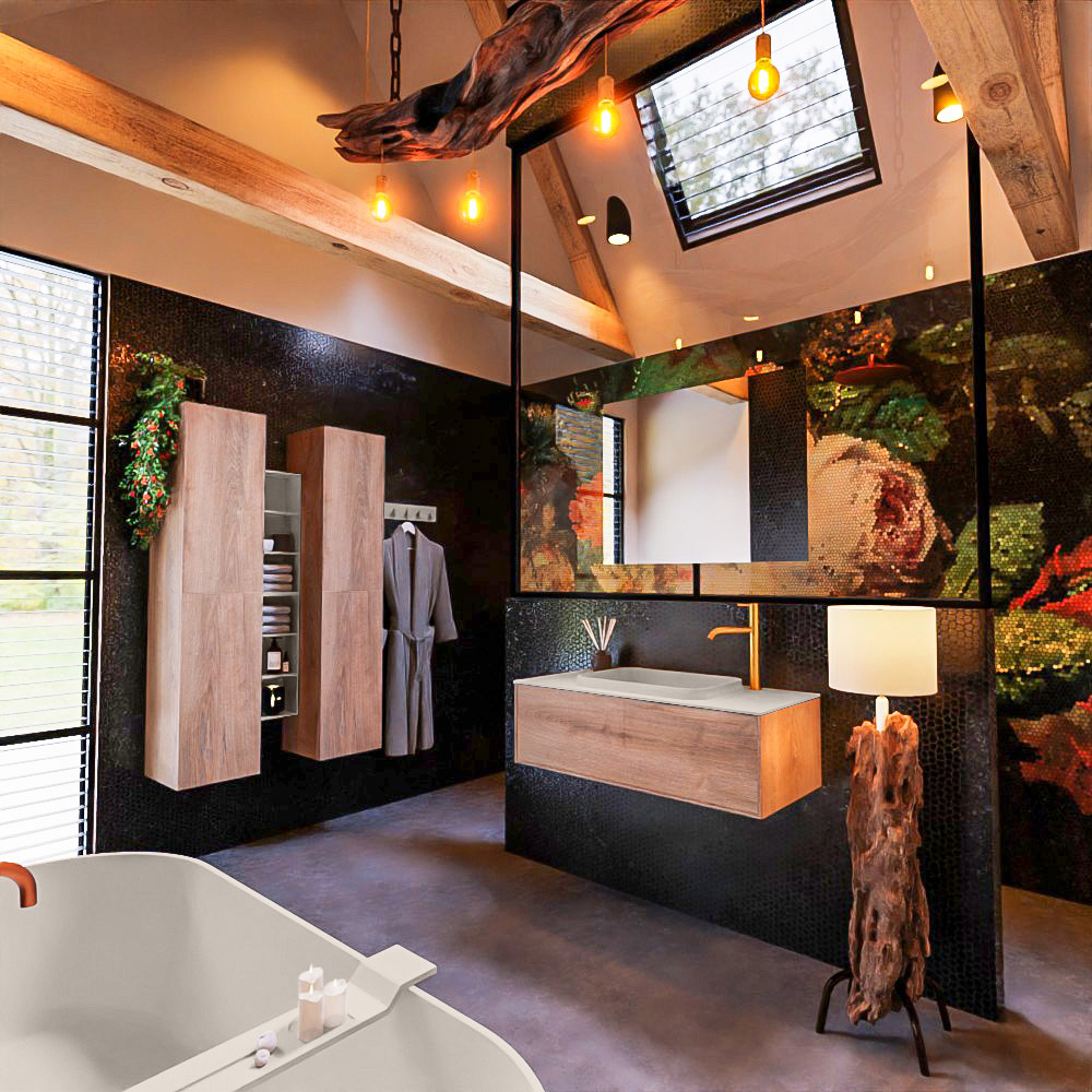 MONDIAZ ERIN 100cm mueble de baño color Washed Oak 1 cajón. Lavabo RIDGE Centro 1 orificio color Linen. 2 MONDIAZ ERIN 100cm mueble de baño color Washed Oak 1 cajón. Lavabo RIDGE Centro 1 orificio color Linen. - Imagen 2