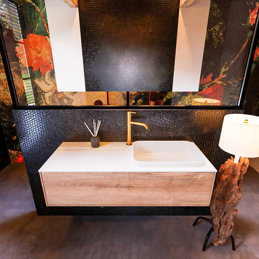 MONDIAZ ERIN 120cm mueble de baño color Washed Oak 1 cajón. Lavabo RIDGE Derecho 1 orificio color Talc. 3 MONDIAZ ERIN 120cm mueble de baño color Washed Oak 1 cajón. Lavabo RIDGE Derecho 1 orificio color Talc. - Imagen 3