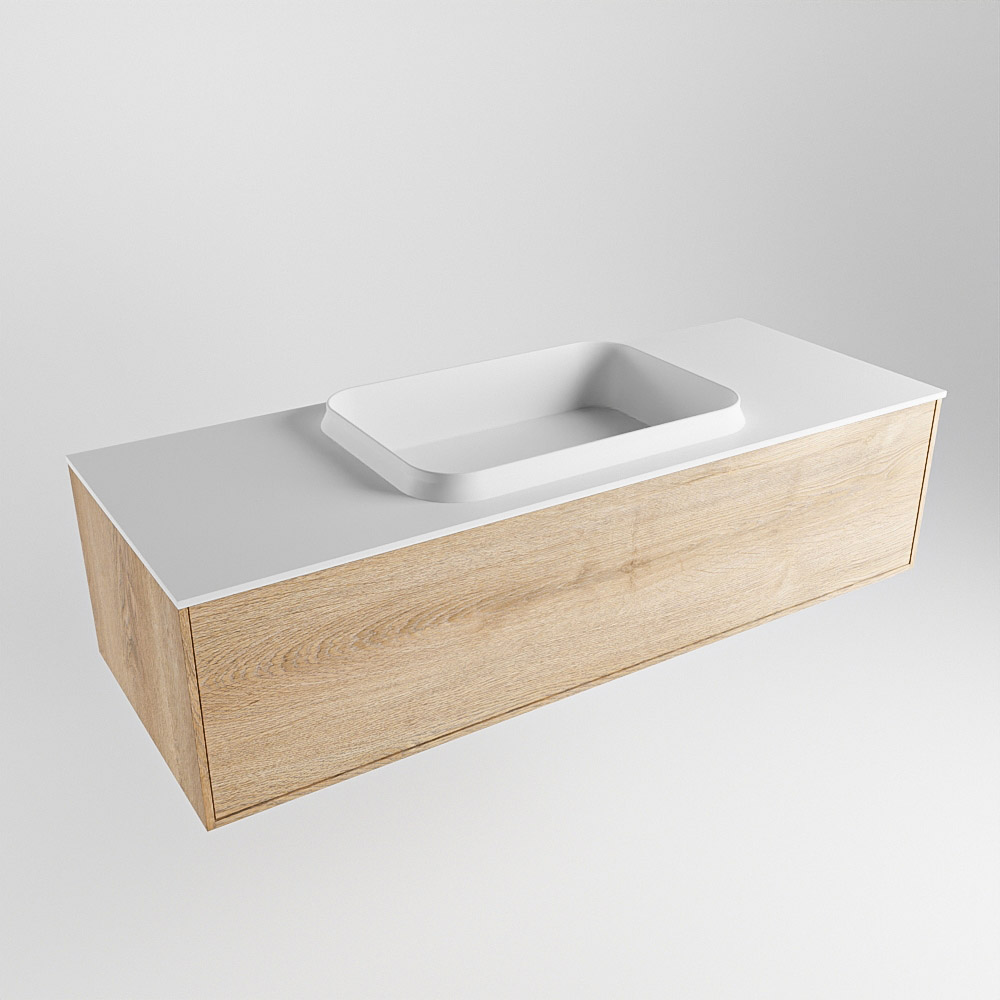 MONDIAZ ERIN 120cm mueble de baño color Washed Oak 1 cajón. Lavabo RIDGE Centro sin orificio color Talc. 4 MONDIAZ ERIN 120cm mueble de baño color Washed Oak 1 cajón. Lavabo RIDGE Centro sin orificio color Talc. - Imagen 4